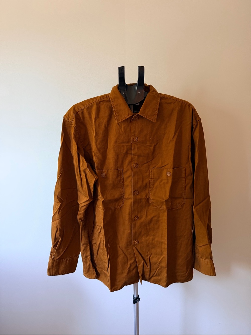 Uniqlo Men's Rust Brown Lightweight Button-Front Shirt Jacket